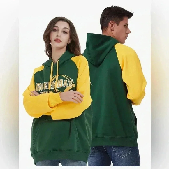🧀”Rzuo” Unisex Green Bay Packers Green/Yellow PulloverHooded Sweatshirt Size XL🏈 - Picture 16 of 16